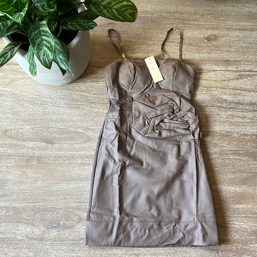 Lucy Faux Leather Spaghetti Strap Bodycon Mini Dress - Picture 2 of 10
